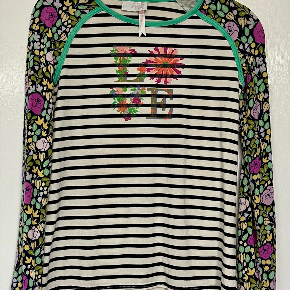 Matilda Jane Black and White Long Sleeve Tee with Floral Details